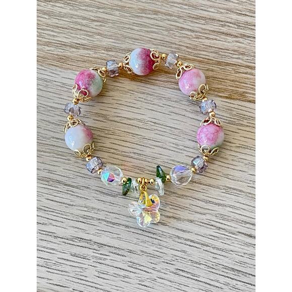 Swarovski Beaded Charm Butterfly Bracelet - Picture 2 of 7